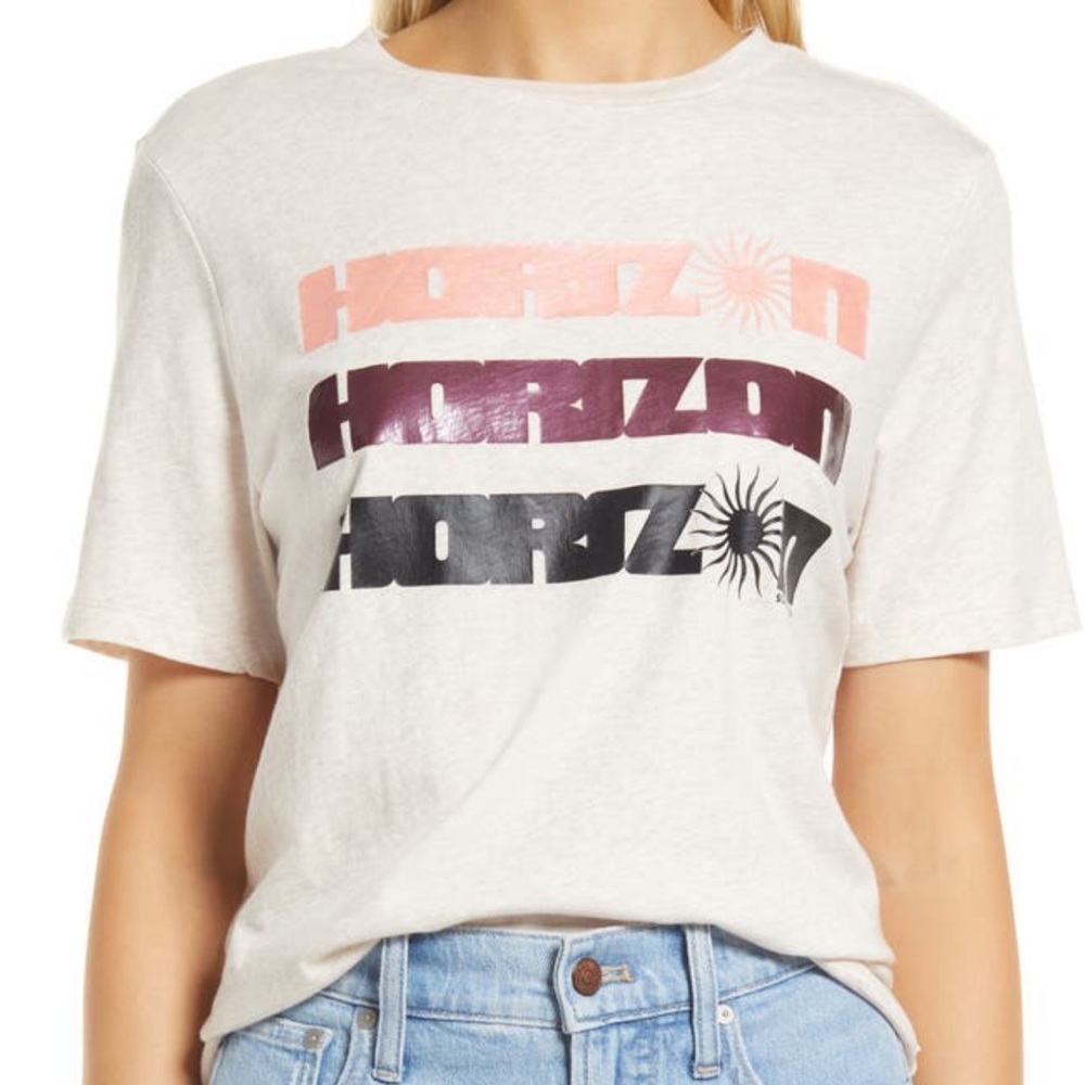 NWT Scotch & Soda Women’s Horizon Organic Tee Shirt Beige Pink Purple Black M